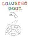 Cute cartoon snake character, contour vector illustration for coloring book in simple style. Royalty Free Stock Photo