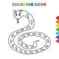 Cute cartoon snake coloring book for kids. black and white vector illustration for coloring book. snake concept hand drawn Royalty Free Stock Photo
