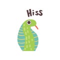 Cute Cartoon Snake Reptile Animal Making Hiss Sound Vector Illustration Royalty Free Stock Photo