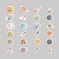 Cute cartoon space asrtonaut cosmos vector icon collection. Planet, rocket, observatory icons in one cute set, isolated Royalty Free Stock Photo