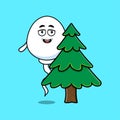 Cute cartoon Sperm character hiding tree