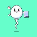 Cute cartoon sperm character hold checklist note