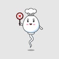 cute cartoon sperm chef holding wrong sign board