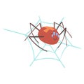 Cute cartoon spider character in a web vector Illustration Royalty Free Stock Photo