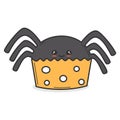 Cute cartoon vector spider cupcake funny halloween illustration isolated on white background Royalty Free Stock Photo