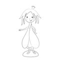 Cute cartoon spring fairy illustration drawn black line Royalty Free Stock Photo