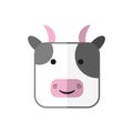 Cute cartoon square animal cow, vector zoo sticker. Nature. Vector illustration. Animal farm, milk product Royalty Free Stock Photo