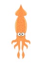Cute cartoon squid. Vector illustration isolated on white backg