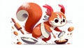 Cute Cartoon Squirrel Baking Cookies Royalty Free Stock Photo