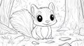 Cute Cartoon Squirrel Line Art Coloring Page Royalty Free Stock Photo