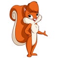 Cute cartoon squirrel girl welcome pose Royalty Free Stock Photo