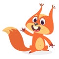 Cute cartoon squirrel in playful mood. Vector illustration isolated.