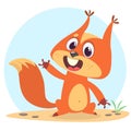 Cute cartoon squirrel in playful mood. Vector illustration isolated.