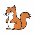 Cute Cartoon Squirrel Vector Clipart In Simple Children\'s Drawing Style