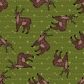 Cute cartoon stag deer seamless pattern. Cute doe animal flat color background. Childish hand drawn doodle style. For Royalty Free Stock Photo