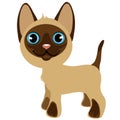 Cute cartoon standing kitten with blue eyes