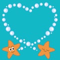 Cute cartoon starfish in love romantic illustration