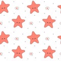 Cute cartoon starfish seamless vector pattern background illustration