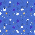Cute cartoon stars seamless pattern. Hand drawn doodle Royalty Free Stock Photo