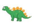 Cute cartoon stegosaurus. Vector illustration of dinosaur isolat Royalty Free Stock Photo