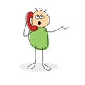 Cute cartoon stick figure chatting on a phone