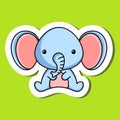 Cute cartoon sticker little elephant logo template. Mascot animal character design of album, scrapbook, greeting card, invitation Royalty Free Stock Photo