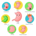 Cute cartoon stomach character set, vector flat illustration Royalty Free Stock Photo