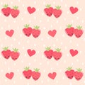 Cute cartoon strawberry character seamless vector pattern background illustration Royalty Free Stock Photo