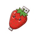 Cute Cartoon Strawberry USB Flash Drive Illustration Royalty Free Stock Photo