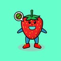 Cute cartoon strawberry using mask prevent virus Royalty Free Stock Photo