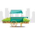 Cute cartoon street food vending cart Royalty Free Stock Photo