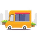 Cute cartoon street food vending cart vector illustration. Royalty Free Stock Photo