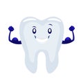 Cute cartoon strong tooth . Vector illustration isolated on whit Royalty Free Stock Photo