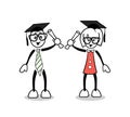 Cute cartoon students graduating with degrees