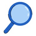 Cute cartoon style blue magnifying glass.