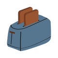 Cute cartoon style blue toaster.