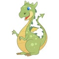 Cute cartoon style green dragon isolated on white background Royalty Free Stock Photo
