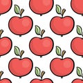 Cute cartoon style hand drawn red apple seamless pattern Royalty Free Stock Photo