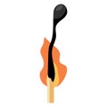A cute cartoon style illustration of a burning matchstick.