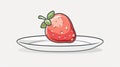 A cute cartoon Style ofA clean white plate with a single piece of fruit Royalty Free Stock Photo