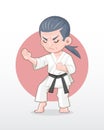 Old man Karate master in fighting stance illustration Royalty Free Stock Photo