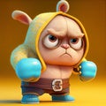 Cute cartoon style rabbit boxer fighter concept made with Generative AI