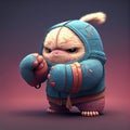 Cute cartoon style rabbit boxer fighter concept made with Generative AI