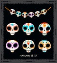 Sugar skulls garland for Dia de los Muertos