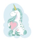 Cute cartoon style unicorn with big heart Royalty Free Stock Photo