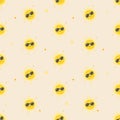 cute cartoon sun character wearing sunglasses seamless pattern Royalty Free Stock Photo