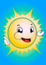 Cute cartoon sun. Children`s illustration. holidays