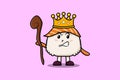 Cute cartoon Sushi as wise king with golden crown