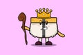 Cute cartoon Sushi as wise king with golden crown