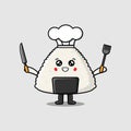 Cute cartoon sushi chef holding knife and fork Royalty Free Stock Photo